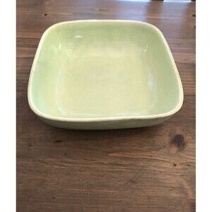 ROSEVILLE RRP ROBINSON RANSBOTTOM POTTERY LT SAGE GREEN SQUARE RIBBED BOWL